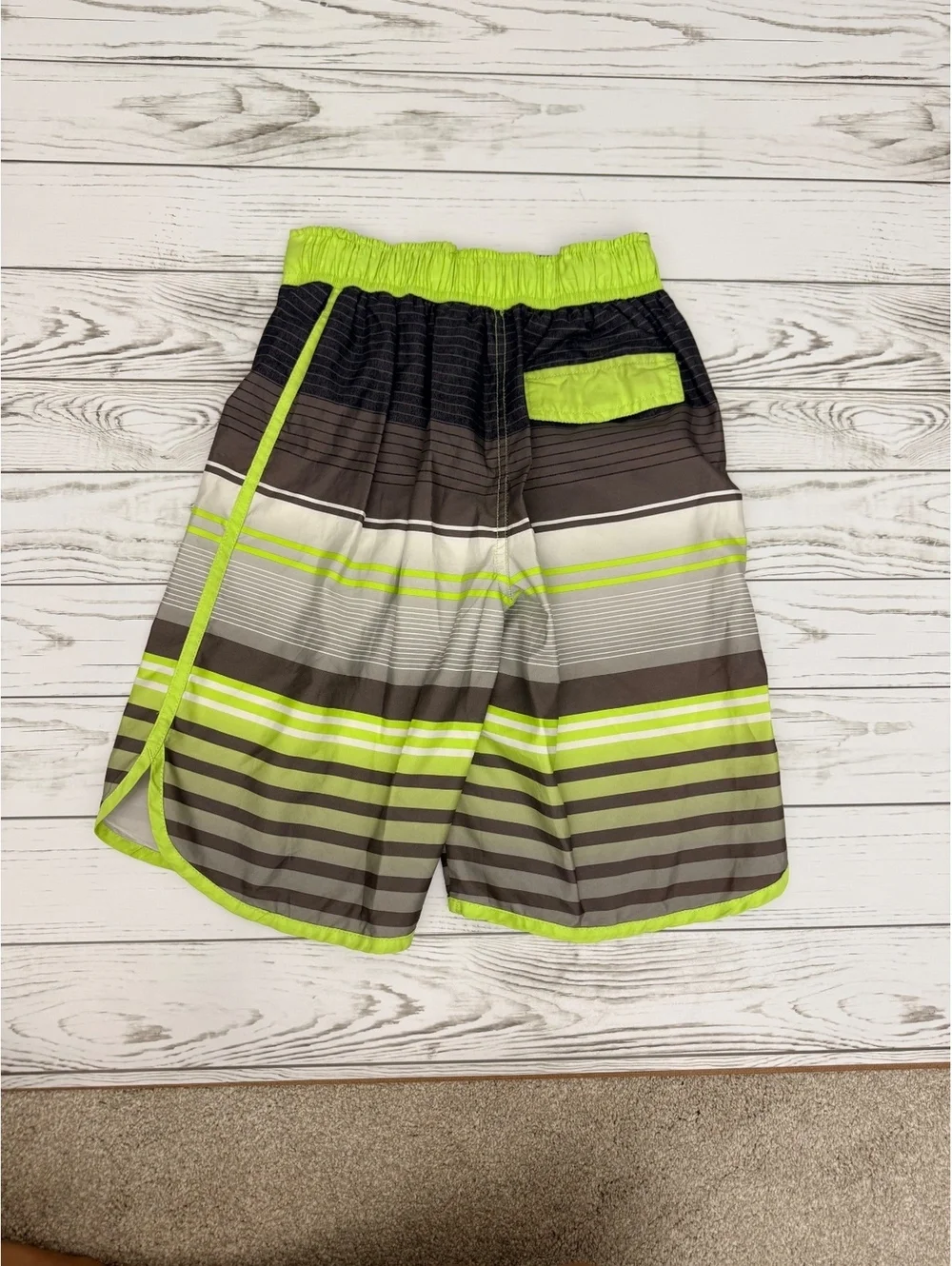 Smith's American Boys M 10/12 Striped Swim Trunks Polyester